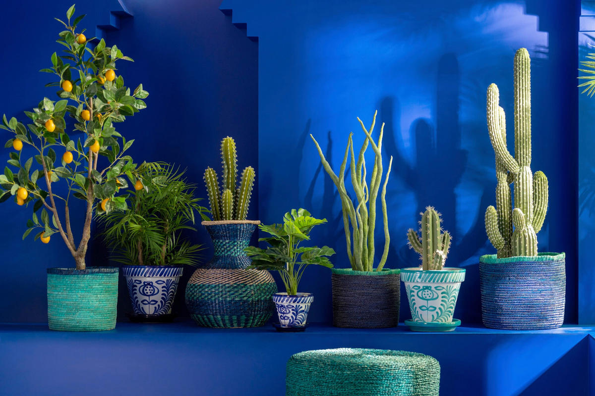 BLUMENTOPF - Türkis/Weiss, Basics, Keramik (35/35/33cm)