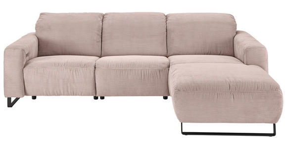 ECKSOFA in Cord Rosa  - Schwarz/Rosa, KONVENTIONELL, Textil/Metall (266/180cm) - Hom`in