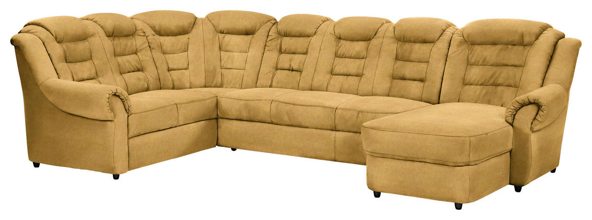 WOHNLANDSCHAFT in Chenille Gelb  - Gelb/Schwarz, Konventionell, Kunststoff/Textil (216/333/165cm) - Livetastic