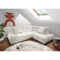 ECKSOFA Chenille Creme  - Creme/Schwarz, Modern, Kunststoff/Textil (254/203cm) - Livetastic
