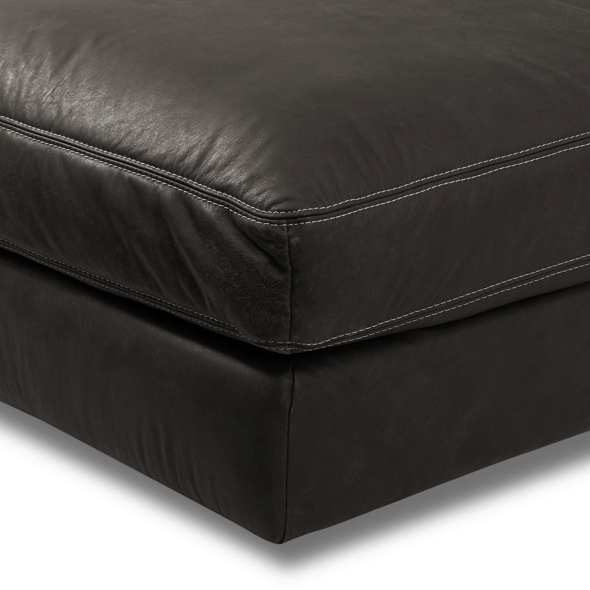 HOCKER in Leder Dunkelgrau  - Dunkelgrau/Beige, Design, Leder/Kunststoff (123/45/93cm) - Livetastic