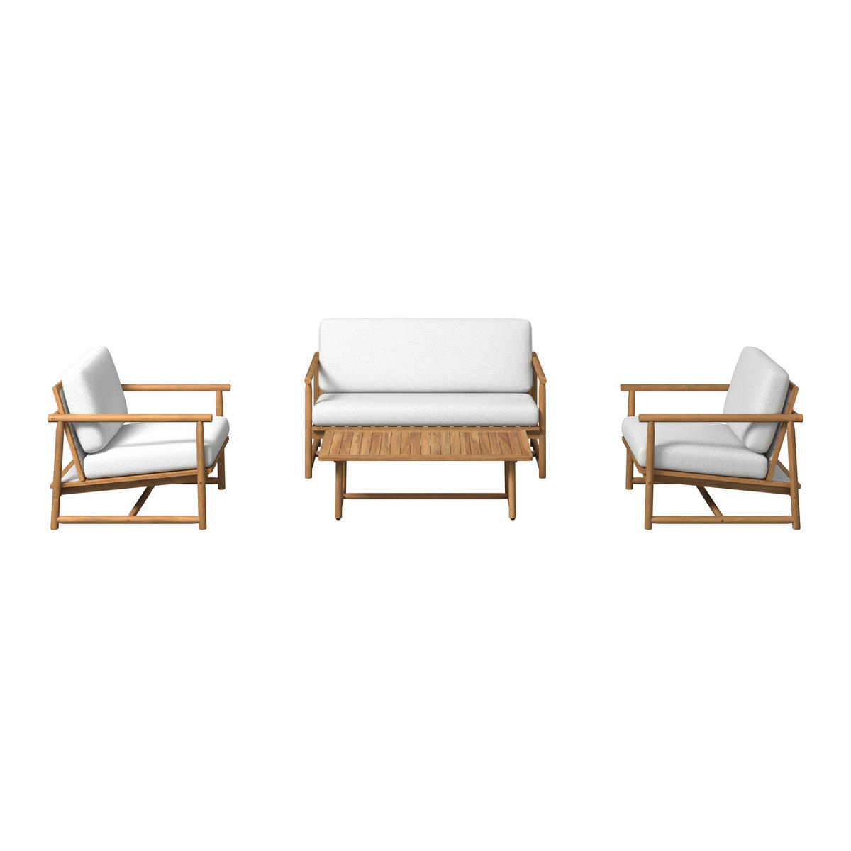 GARTENSET 4-teilig Webstoff Akaziemassiv 4-teilig  - Beige/Akaziefarben, Design, Holz/Textil (81/71/84cm) - Ambia Garden