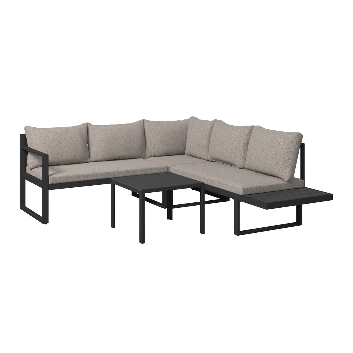 LOUNGEGARNITUR 3-teilig   142.5/70/67 cm Aluminium, Eisen  - Dunkelgrau/Grau, MODERN, Kunststoff/Textil (142.5/70/67cm) - Ambia Garden