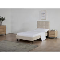 POLSTERBETT 90/200 cm,  in Beige, Lattenrost,  - Beige/Schwarz, Design, Holz/Textil (90/200cm) - Boxxx