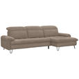 ECKSOFA in Flachgewebe Braun  - Schwarz/Braun, LIFESTYLE, Textil/Metall (310/180cm) - Valnatura