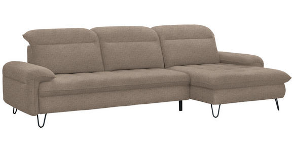 ECKSOFA in Flachgewebe Braun  - Schwarz/Braun, LIFESTYLE, Textil/Metall (310/180cm) - Valnatura