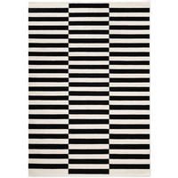 HANDWEBTEPPICH  Wohnzimmer 120/180 cm Vika Schwarz, Weiß rechteckig  - Schwarz/Weiß, Basics, Textil (120/180cm) - Hanse Home