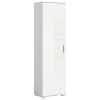 GARDEROBENSCHRANK Prego  in 55/191/37 cm  - Weiß Hochglanz/Silberfarben, Design, Holzwerkstoff/Kunststoff (55/191/37cm) - Xora