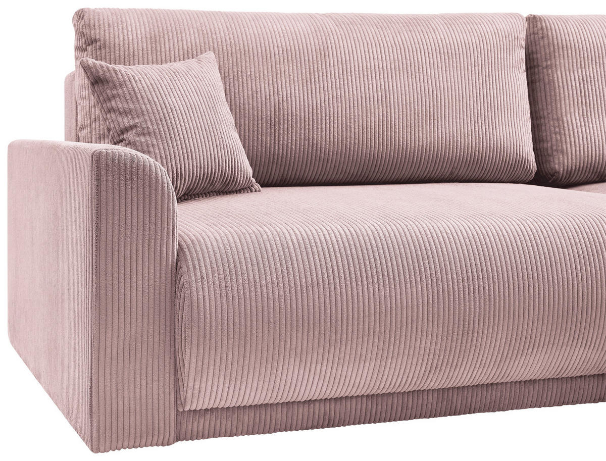 ECKSOFA KIMMY Rosa Cord Zierkissen, Rückenkissen, Bettkasten  - Schwarz/Rosa, Design, Kunststoff/Textil (233/146cm) - P & B