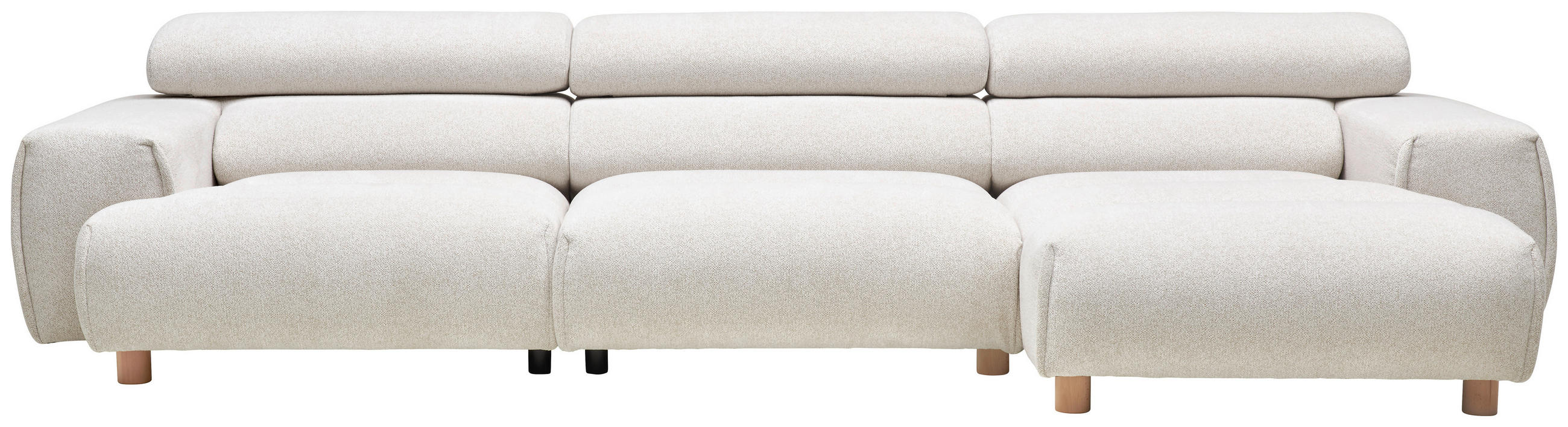 ECKSOFA  in Velours Weiß  329/150 cm  - Buchefarben/Weiß, Design, Holz/Textil (329/150cm) - Lomoco