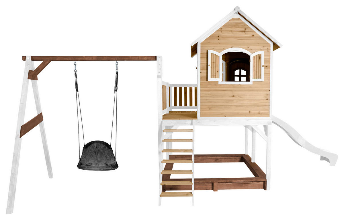 SPIELTURM 613/291/277 cm  - Weiss/Braun, Konventionell, Holz (613/291/277cm)