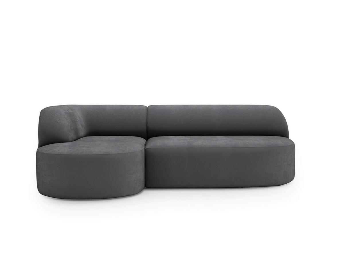 ECKSOFA Chenille Dunkelgrau  - Dunkelgrau/Schwarz, Design, Kunststoff/Textil (156/218cm) - Livetastic