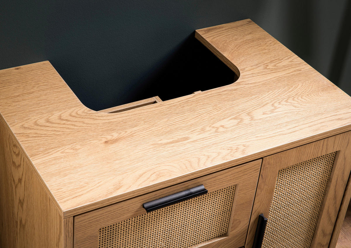 WASCHBECKENUNTERSCHRANK 60/60/40 cm  - Eichefarben/Schwarz, Design, Holzwerkstoff/Metall (60/60/40cm) - MID.YOU