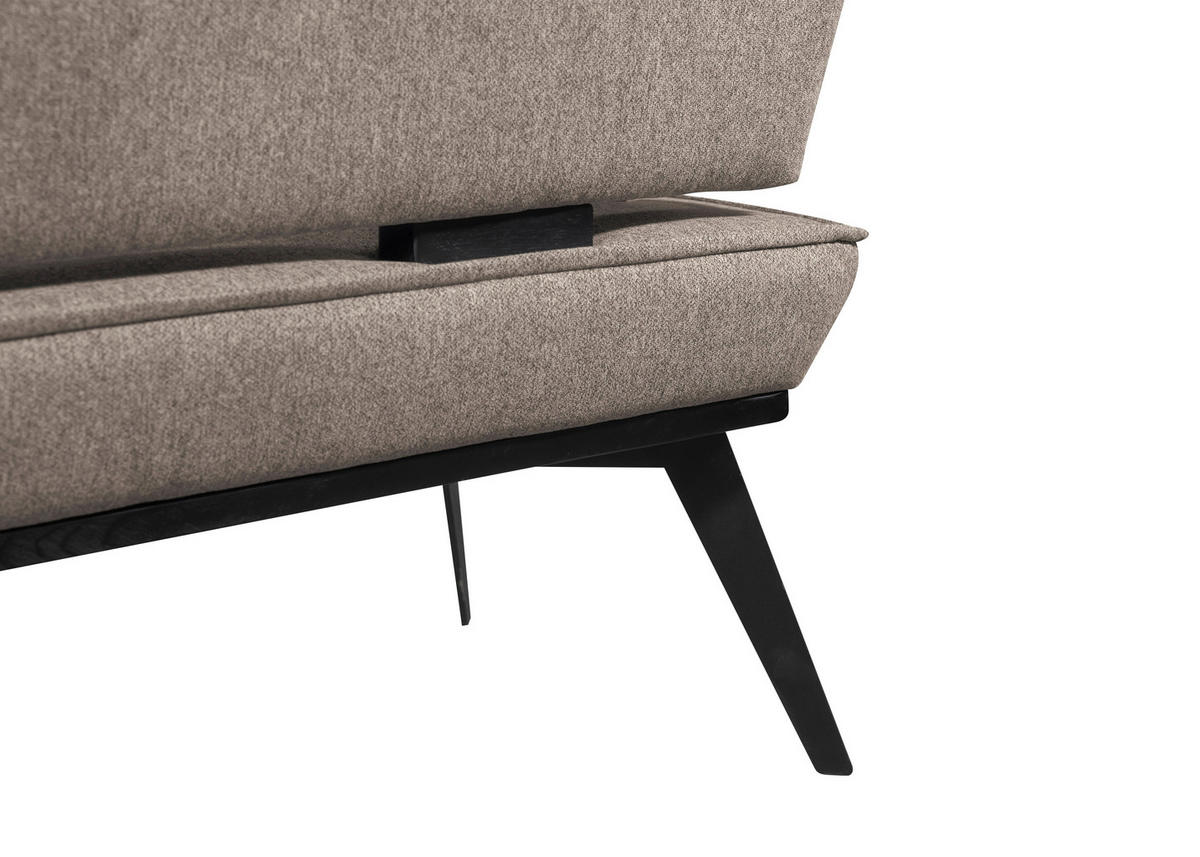 SITZBANK 153/90/65 cm Webstoff Schwarz, Taupe Buche massiv  - Taupe/Schwarz, Basics, Holz/Textil (153/90/65cm) - Carryhome