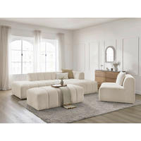 ECKSOFA Ottomane rechts  ANNECY Beige Bouclé  - Beige/Schwarz, MODERN, Kunststoff/Textil (262/170cm)