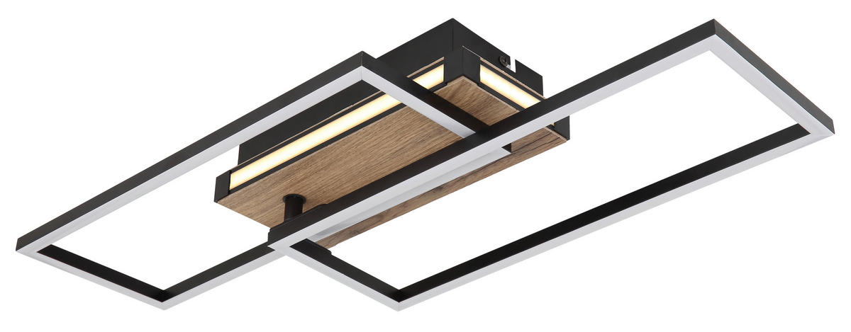 LED-DECKENLEUCHTE 34 W    60/49/10 cm  - Dunkelbraun/Opal, Design, Holzwerkstoff/Kunststoff (60/49/10cm) - Globo