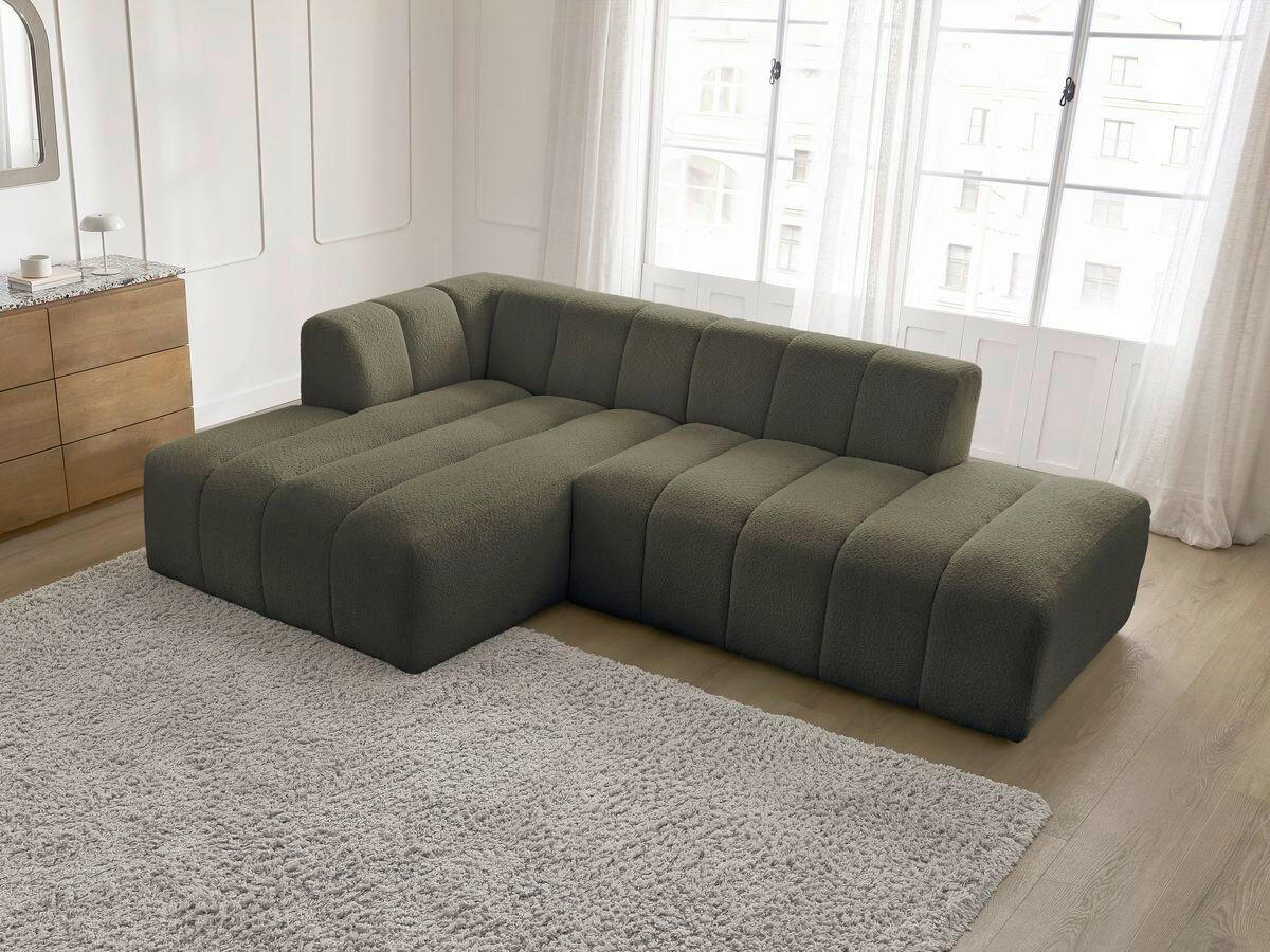 ECKSOFA  ANNECY Grün Bouclé  - Schwarz/Grün, MODERN, Kunststoff/Textil (170/262cm)