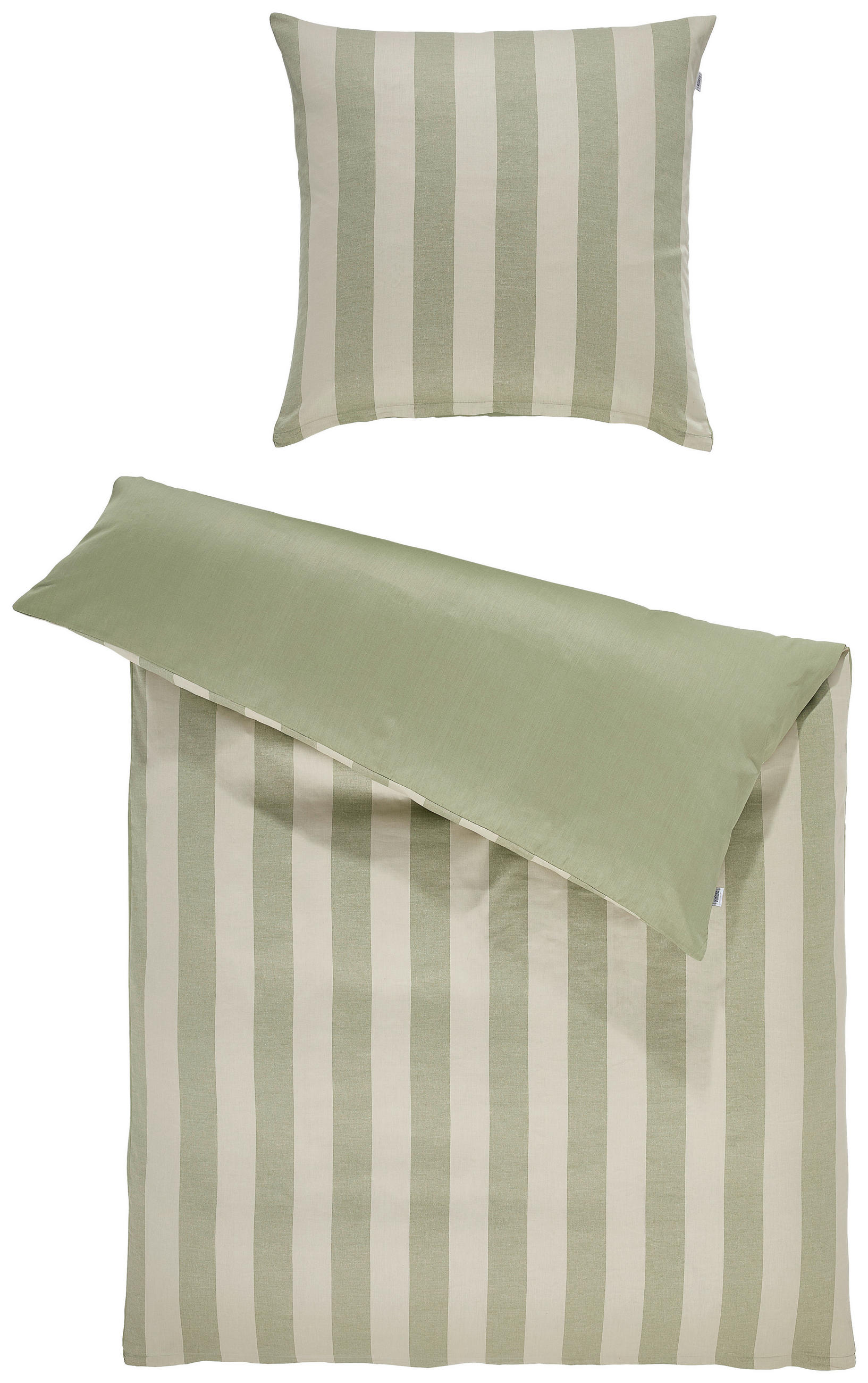 WENDEBETTWÄSCHE FELLOW Satin 135/200 cm  - Khaki/Grün, Design, Textil (135/200cm) - Schöner Wohnen