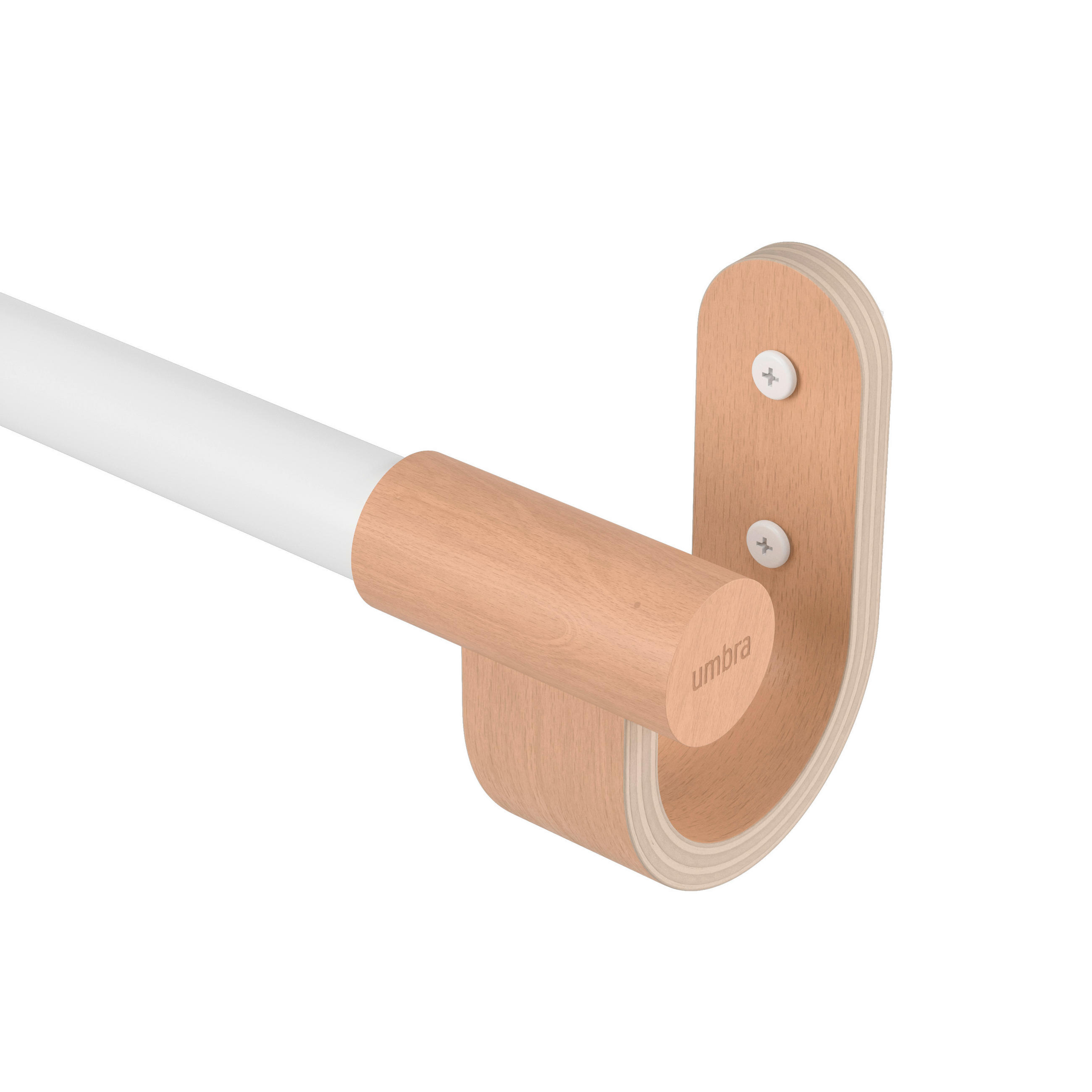 VORHANGSTANGE 107 cm  - Naturfarben/Weiß, KONVENTIONELL, Holz/Metall (107cm) - Umbra