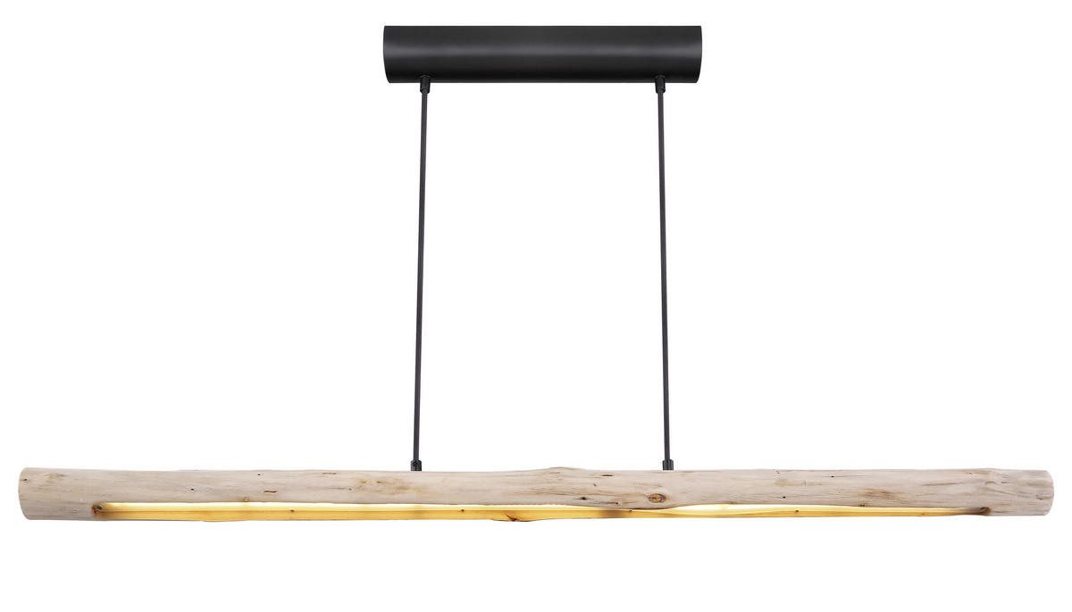 HÄNGELEUCHTE 120/7/150 cm    - Schwarz/Naturfarben, Basics, Holz/Metall (120/7/150cm) - Globo