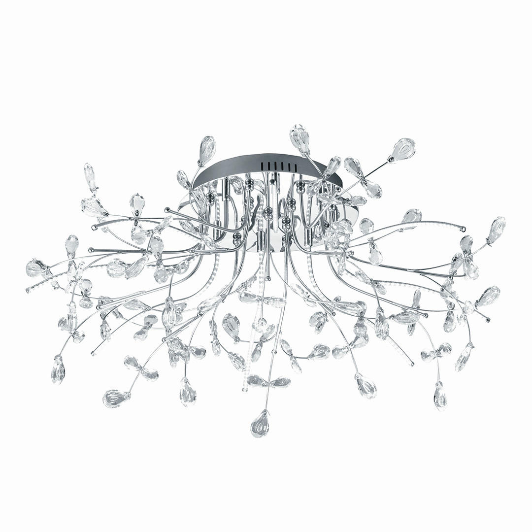 LED-DECKENLEUCHTE Crystal X 77 cm  - Chromfarben, Design, Glas/Metall (77cm) - Hell