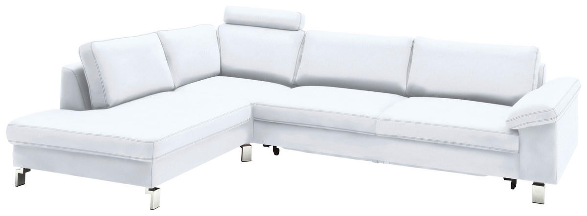 ECKSOFA in Echtleder Weiß  200/281 cm  - Chromfarben/Weiß, Design, Leder/Metall (200/281cm) - Pure Home Lifestyle