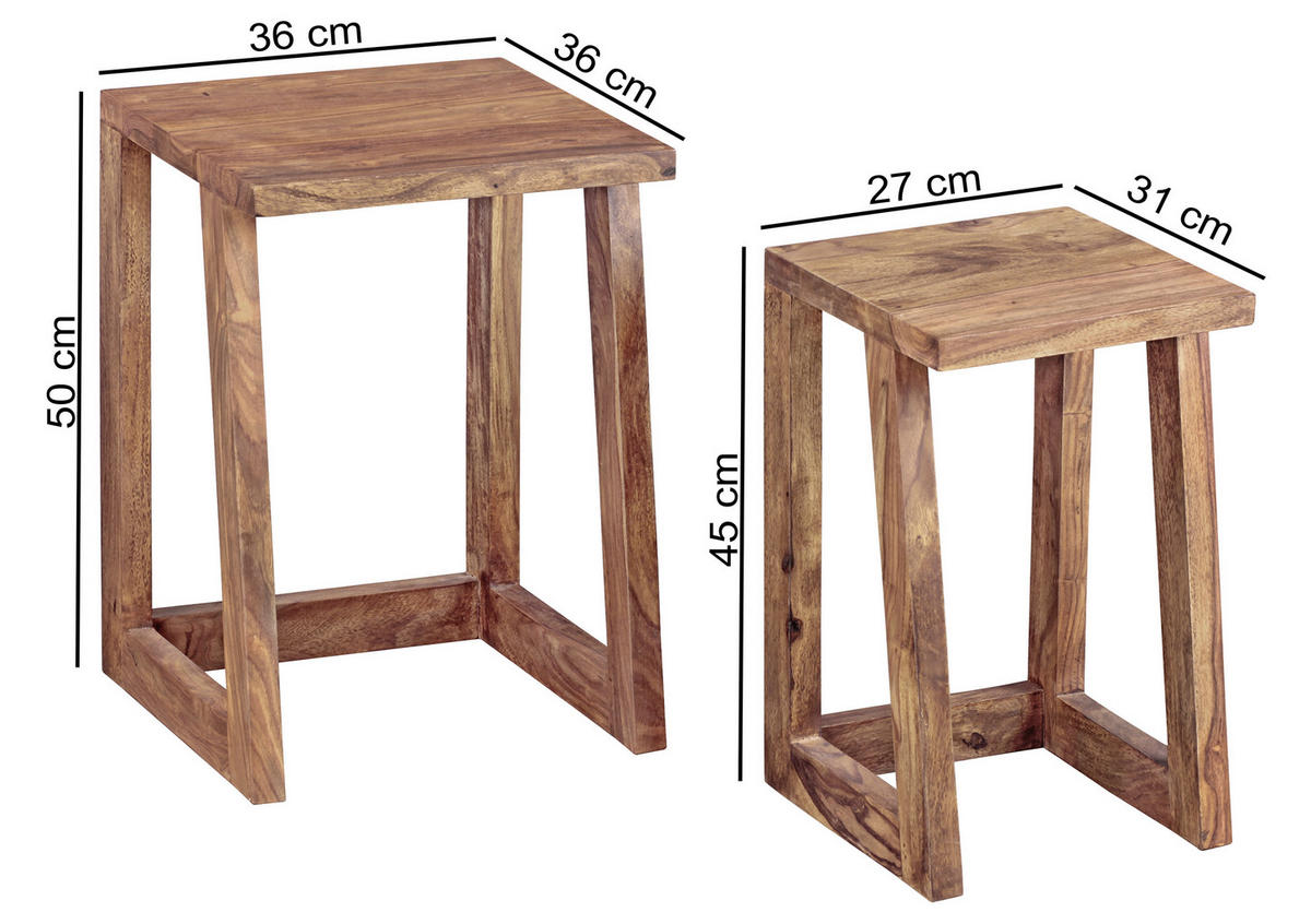 SET POMOĆNIH STOLIĆA boje Sheeshama  drvo   - boje Sheeshama, Design, drvo (36/36/50cm) - MID.YOU