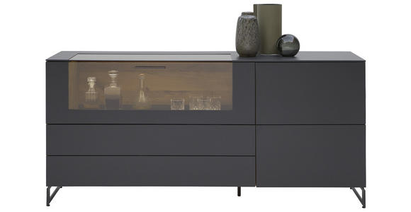 SIDEBOARD 183/75/44 cm  - Eichefarben/Anthrazit, Natur, Glas/Holz (183/75/44cm) - Valnatura