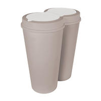 KOŠ ZA OTPAD  2x25 l   - bijela/bež, Basics, plastika (50/55/30cm) - Homeware