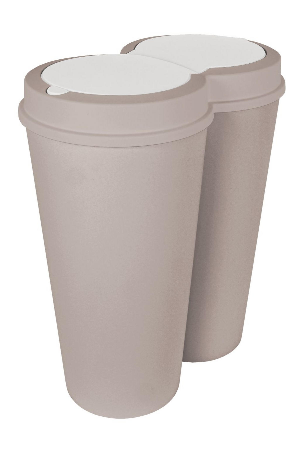 KOŠ ZA OTPAD  2x25 l   - bijela/bež, Basics, plastika (50/55/30cm) - Homeware