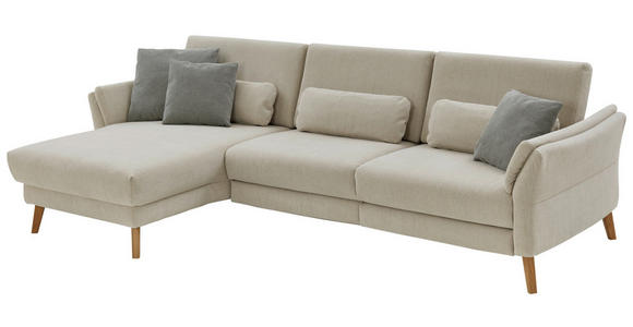 ECKSOFA in Chenille, Flachgewebe Beige  - Wildeiche/Beige, Design, Holz/Textil (157/281cm) - Valnatura