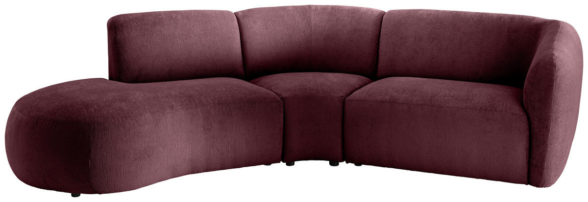 ECKSOFA Bordeaux Mikrofaser  - Bordeaux/Schwarz, MODERN, Kunststoff/Textil (182/276cm) - Livetastic