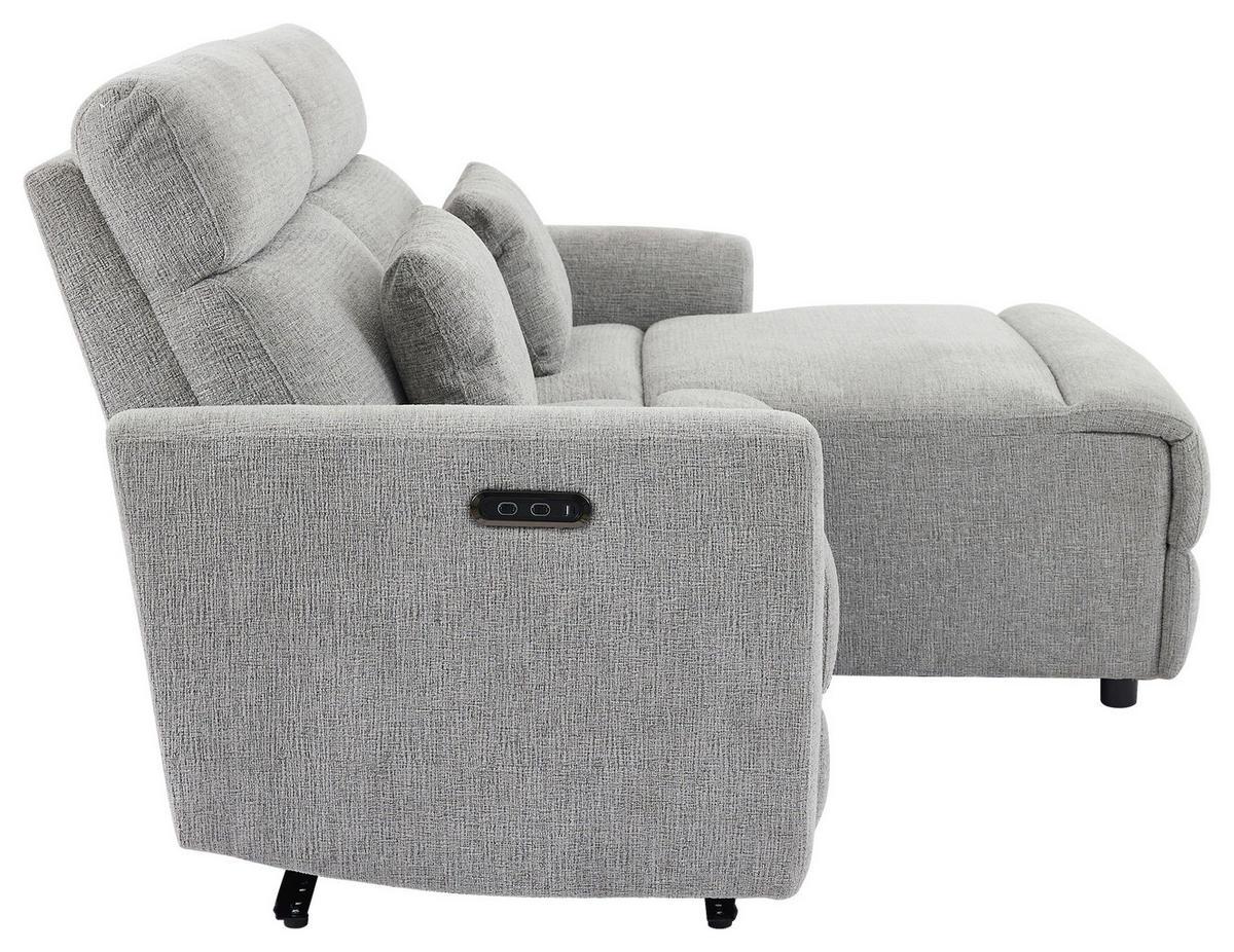 ECKSOFA Grau Webstoff  - Schwarz/Grau, Design, Kunststoff/Textil (212/101cm) - Carryhome
