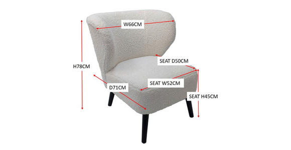 SESSEL in Bouclé Weiß - Schwarz/Weiß, Design, Holz/Textil (67/79/72cm) - Carryhome
