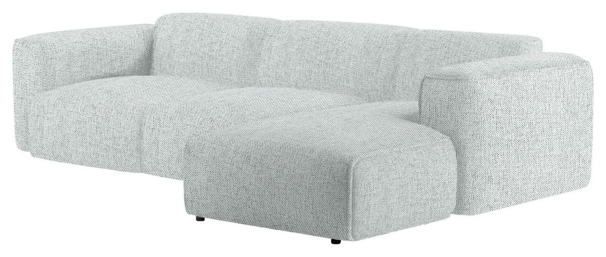 ECKSOFA Hellgrau Webstoff Rücken echt  - Hellgrau/Schwarz, Design, Kunststoff/Textil (290/171cm) - home24