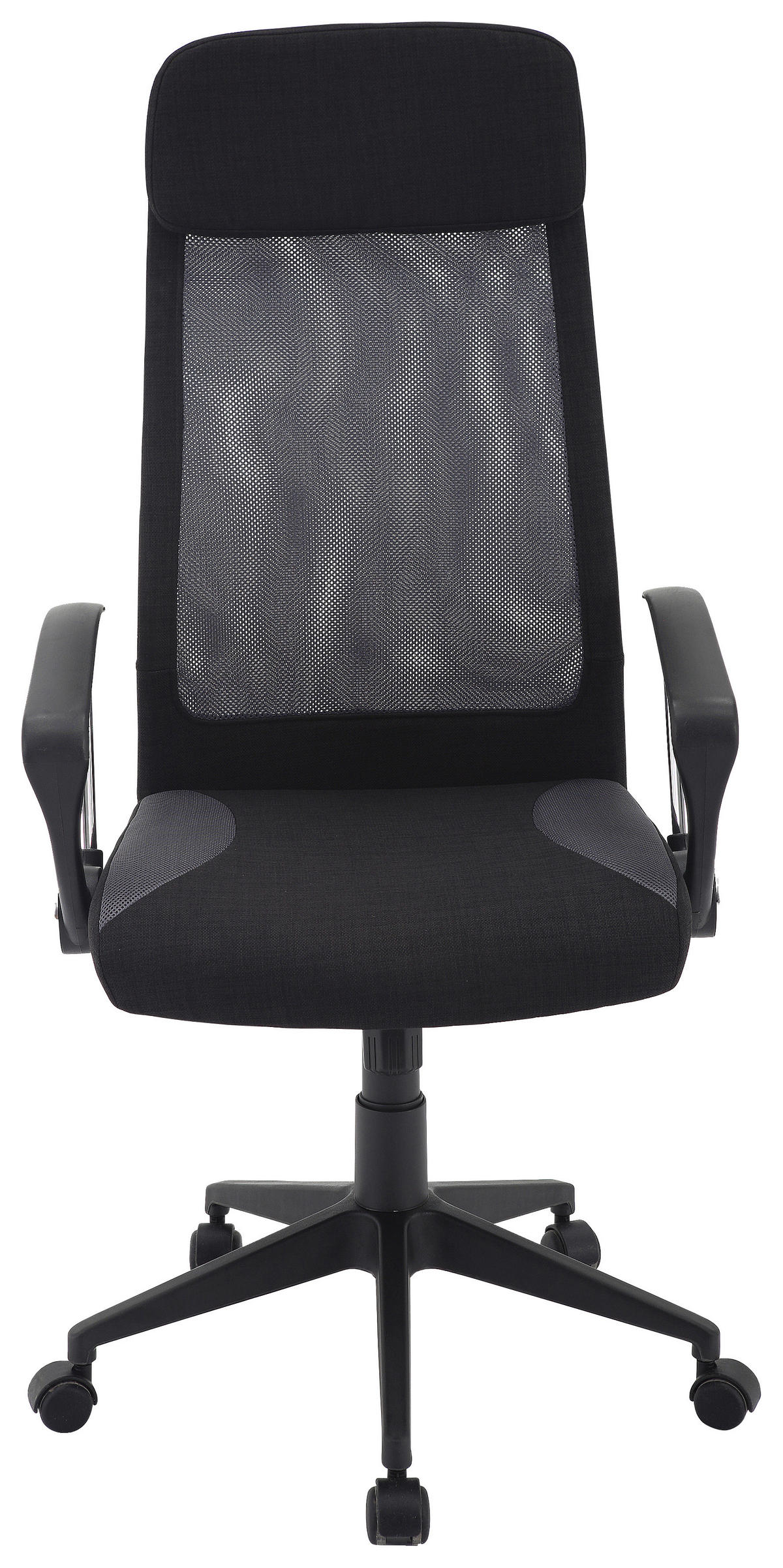 DREHSTUHL Netzbespannung, Webstoff Grau, Schwarz  - Schwarz/Grau, Design, Kunststoff/Textil (61/118-128/64cm) - MID.YOU