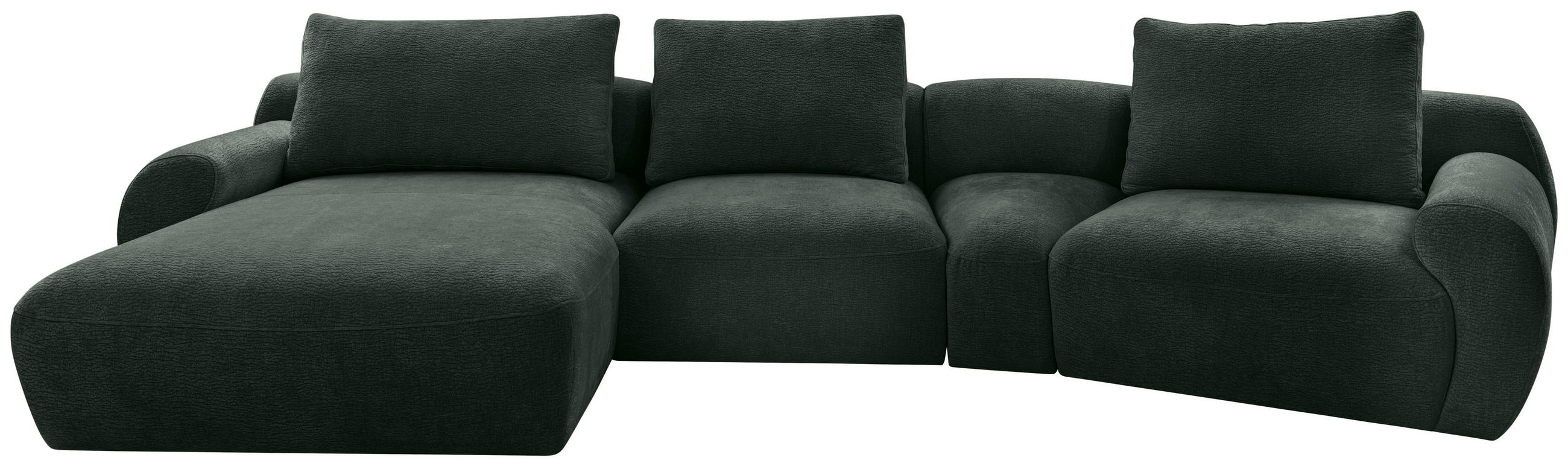 ECKSOFA Dunkelgrün Chenille  - Dunkelgrün/Schwarz, KONVENTIONELL, Kunststoff/Textil (176/362cm) - Carryhome