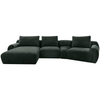 ECKSOFA  in Chenille Dunkelgrün  176/362 cm  - Dunkelgrün/Schwarz, KONVENTIONELL, Kunststoff/Textil (176/362cm) - Carryhome