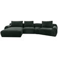 ECKSOFA  in Chenille Dunkelgrün  176/362 cm  - Dunkelgrün/Schwarz, KONVENTIONELL, Kunststoff/Textil (176/362cm) - Carryhome