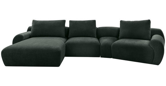 ECKSOFA  in Chenille Dunkelgrün  176/362 cm  - Dunkelgrün/Schwarz, KONVENTIONELL, Kunststoff/Textil (176/362cm) - Carryhome