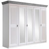 DREHTÜRENSCHRANK 253/210/64 cm,  in Grau, Weiß, 5-türig  - Weiß/Grau, ROMANTIK / LANDHAUS, Glas/Holz (253/210/64cm) - Boxxx
