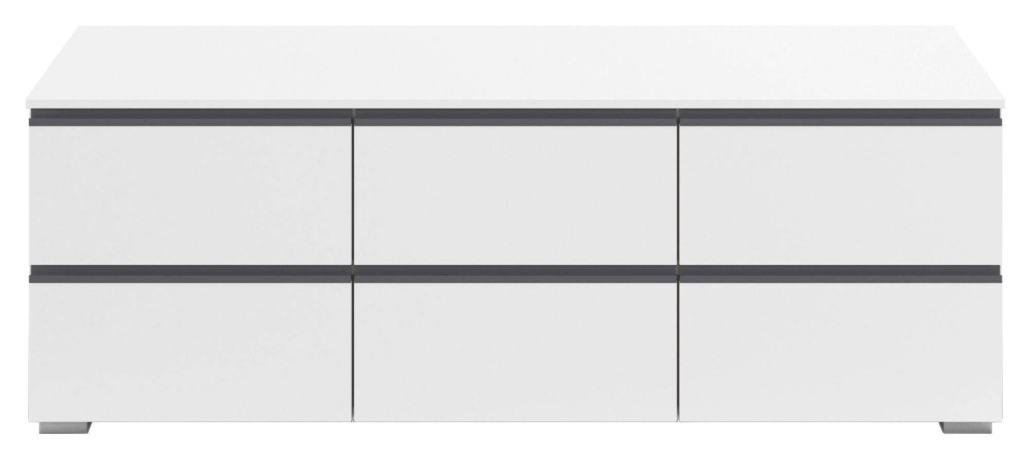 TV-ELEMENT - Silberfarben/Weiß, Trend, Holzwerkstoff/Kunststoff (120/42/42cm) - Xora