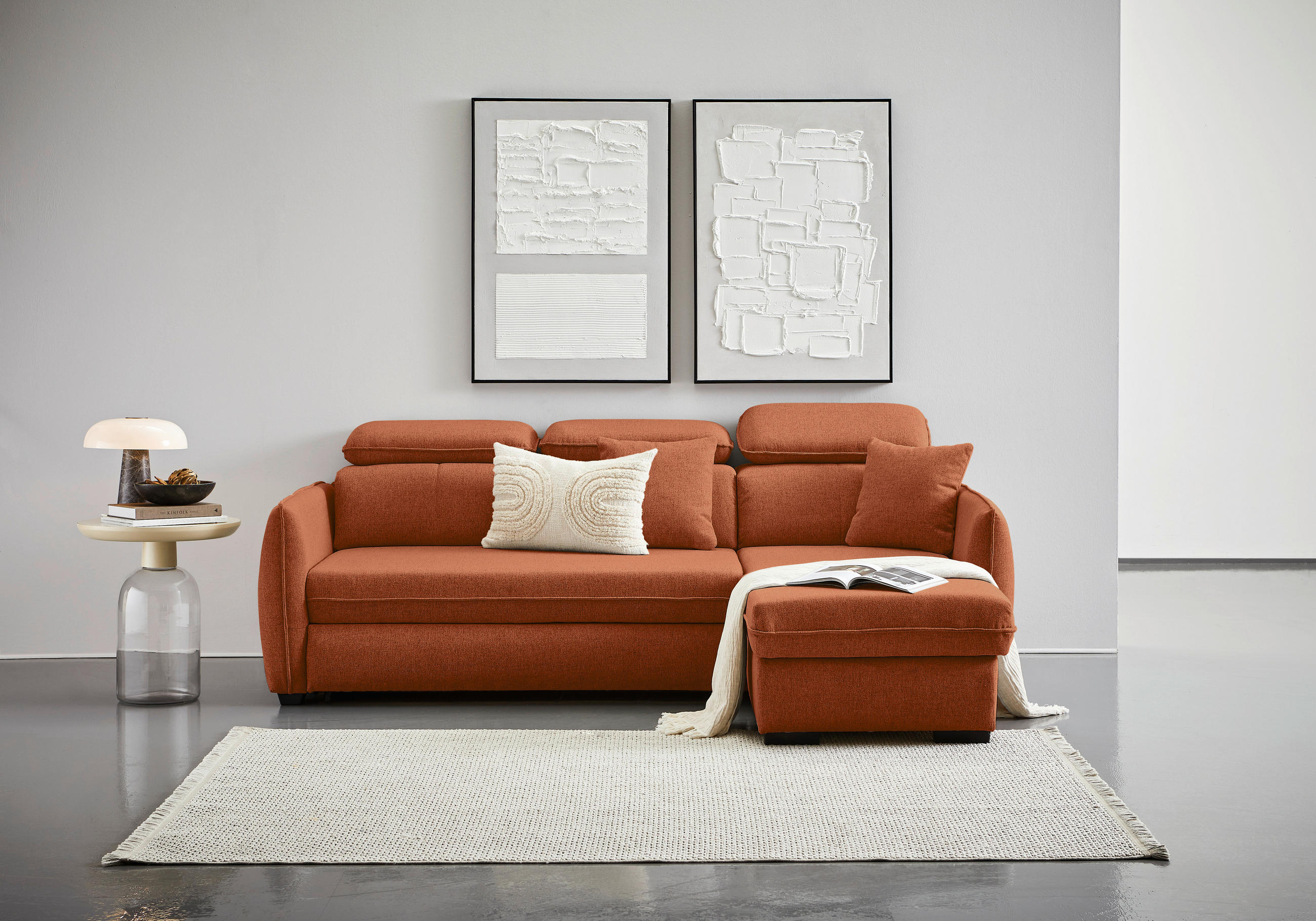 ECKSOFA Rostfarben Flachgewebe  - Rostfarben/Schwarz, MODERN, Kunststoff/Textil (182/237cm) - Carryhome