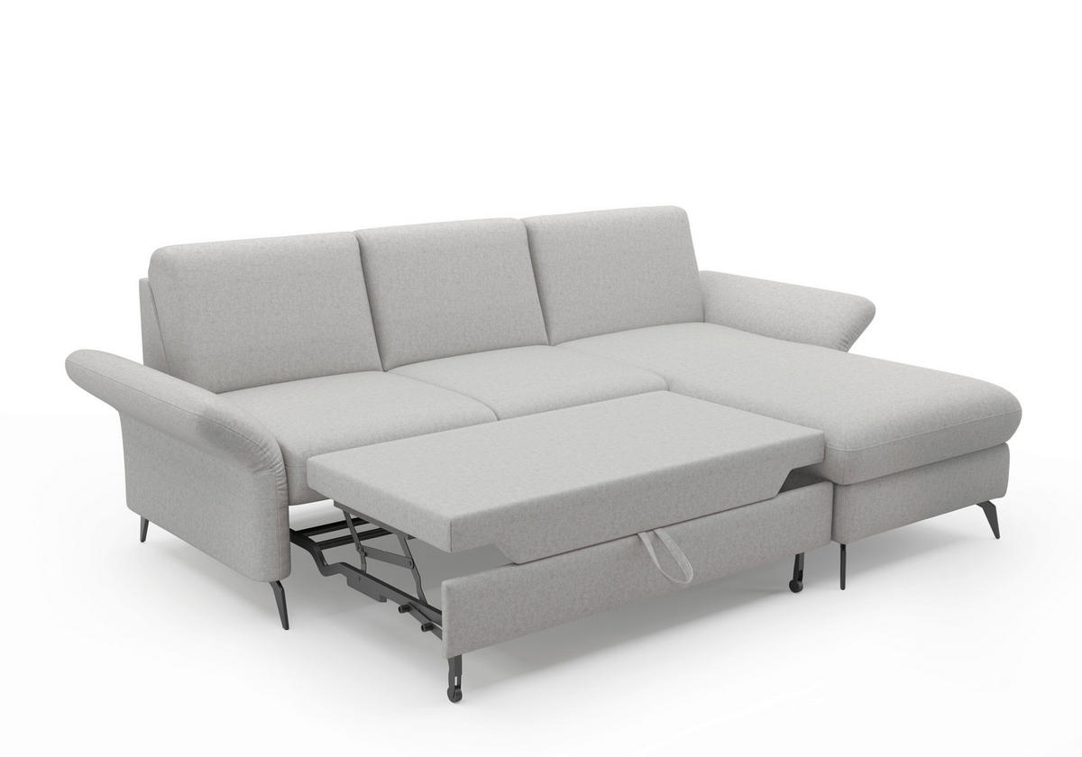 ECKSOFA ROCHELLE E Hellgrau Flachgewebe  - Hellgrau/Schwarz, KONVENTIONELL, Textil/Metall (251/164cm) - Sit & More