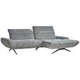 ECKSOFA Grau Chenille  - Schwarz/Grau, Design, Textil/Metall (280/170-195cm) - Dieter Knoll