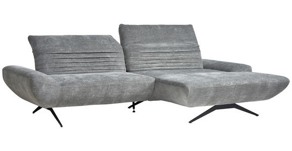 ECKSOFA Grau Chenille  - Schwarz/Grau, Design, Textil/Metall (280/170-195cm) - Dieter Knoll