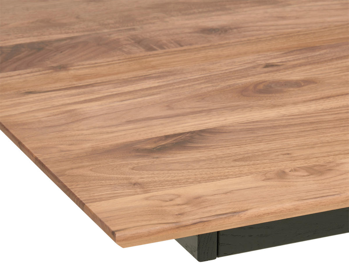 ESSTISCH in Holz, Metall 160-245/90/75 cm  - Nussbaumfarben/Schwarz, Natur, Holz/Metall (160-245/90/75cm) - Linea Natura