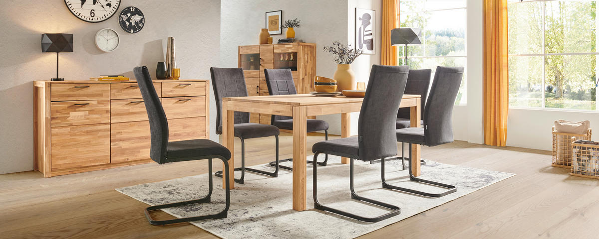 ESSTISCH in Holz 160/90/75 cm  - Wildeiche, Natur, Holz (160/90/75cm) - Carryhome