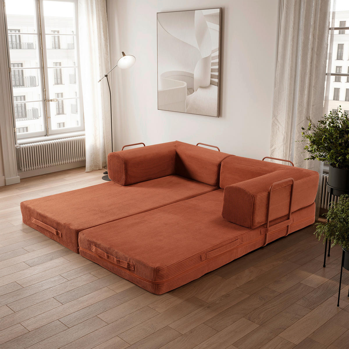 SCHLAFSOFA Cord Terracotta  - Terracotta, MODERN, Textil (200/70/90cm) - Livetastic