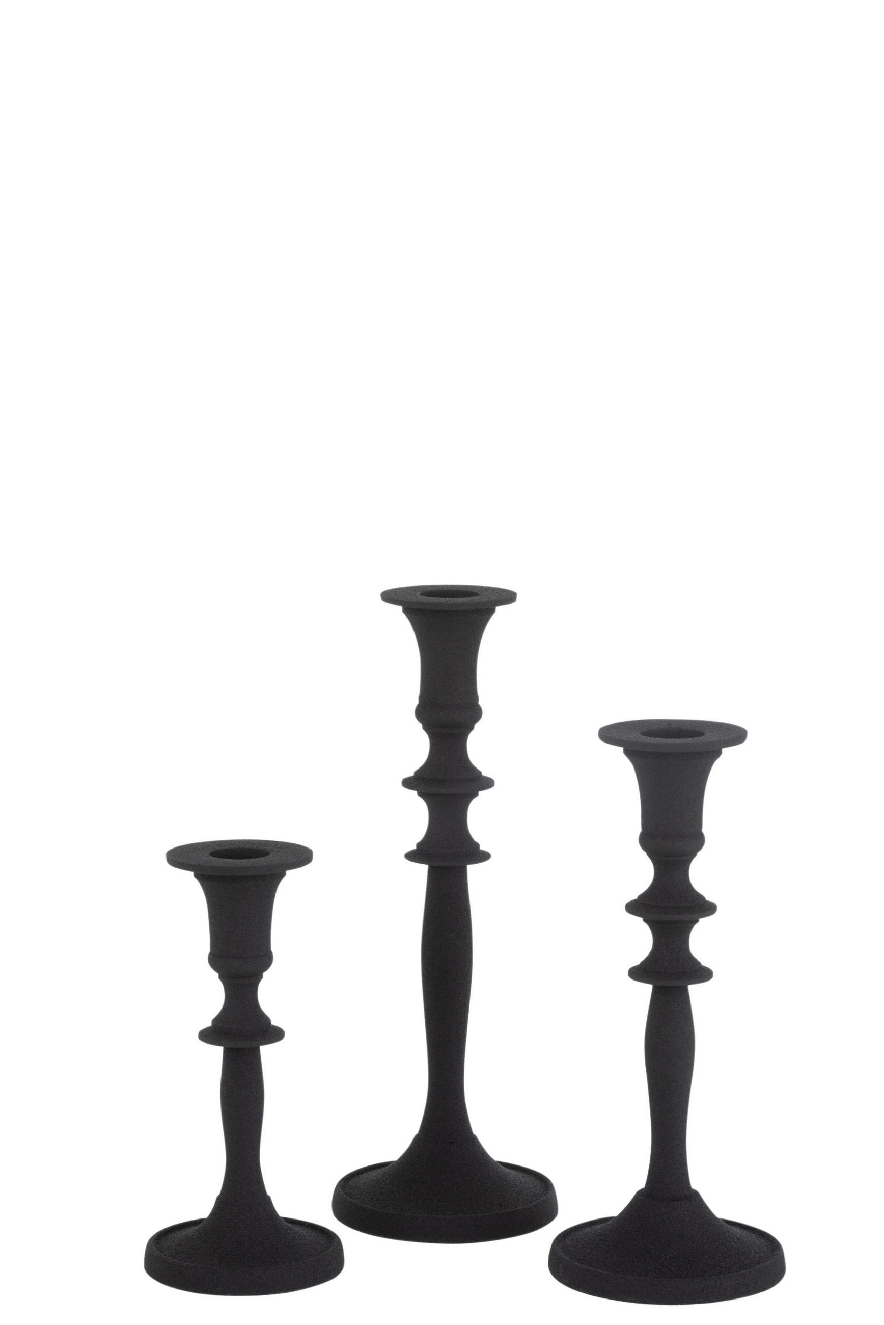 KERZENHALTER-SET - Schwarz, Basics, Metall (9/9/23cm)